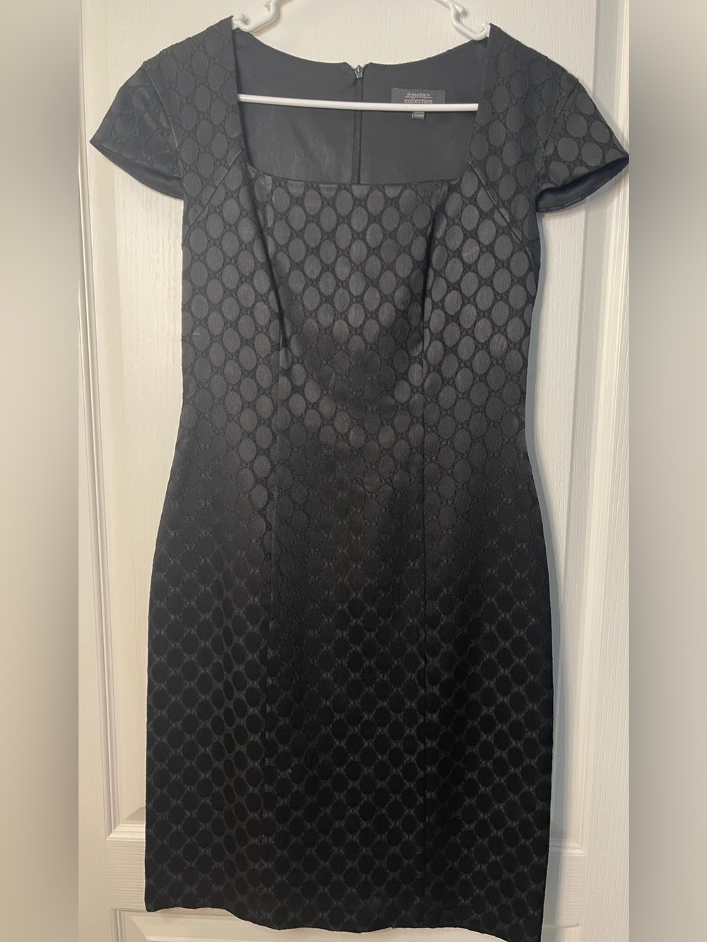 Dress Barn Black Textured Short-Sleeve Midi Dress